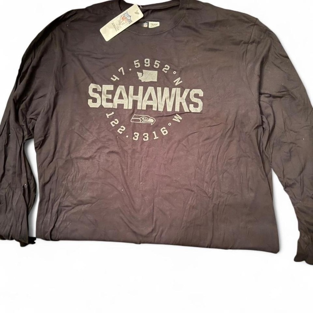 NFL Team Apparel Seattle Seahawks Long Sleeve Shirt Grey Unisex 2XL NWT